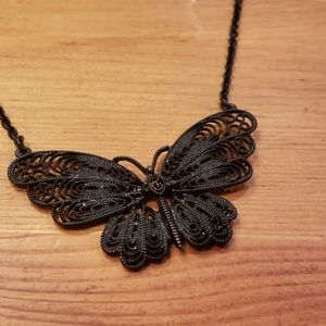 Black Metal Butterfly Necklace